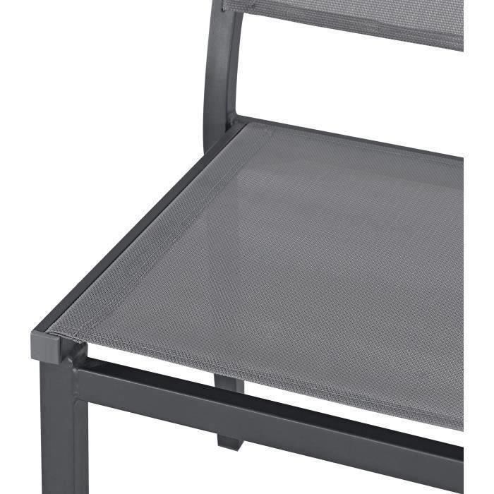 Conjunto de comedor de jardín para 6 personas: Mesa + 6 sillas - Estructura de aluminio - 180 x 90 x 74 cm - Gris antracita