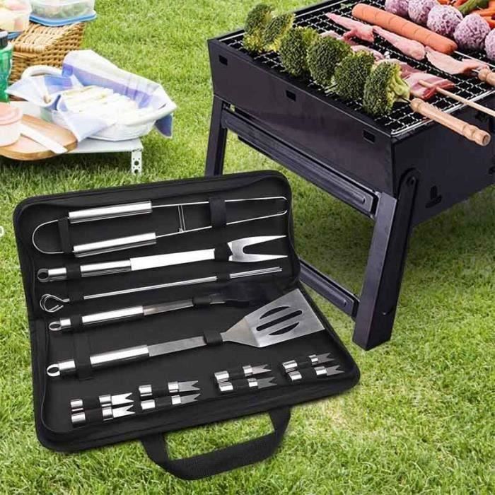 ChangM Outil pour Barbecue 16pcs Ustensiles Barbecue Piquenique Portable Accessoires Barbecue en Inoxydable
