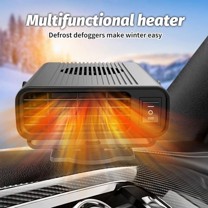 Chauffage de voiture portable - MICH - Dégivreur portatif - Base rotative 360° - Allume-cigare 12V - 14x10,5x8 cm