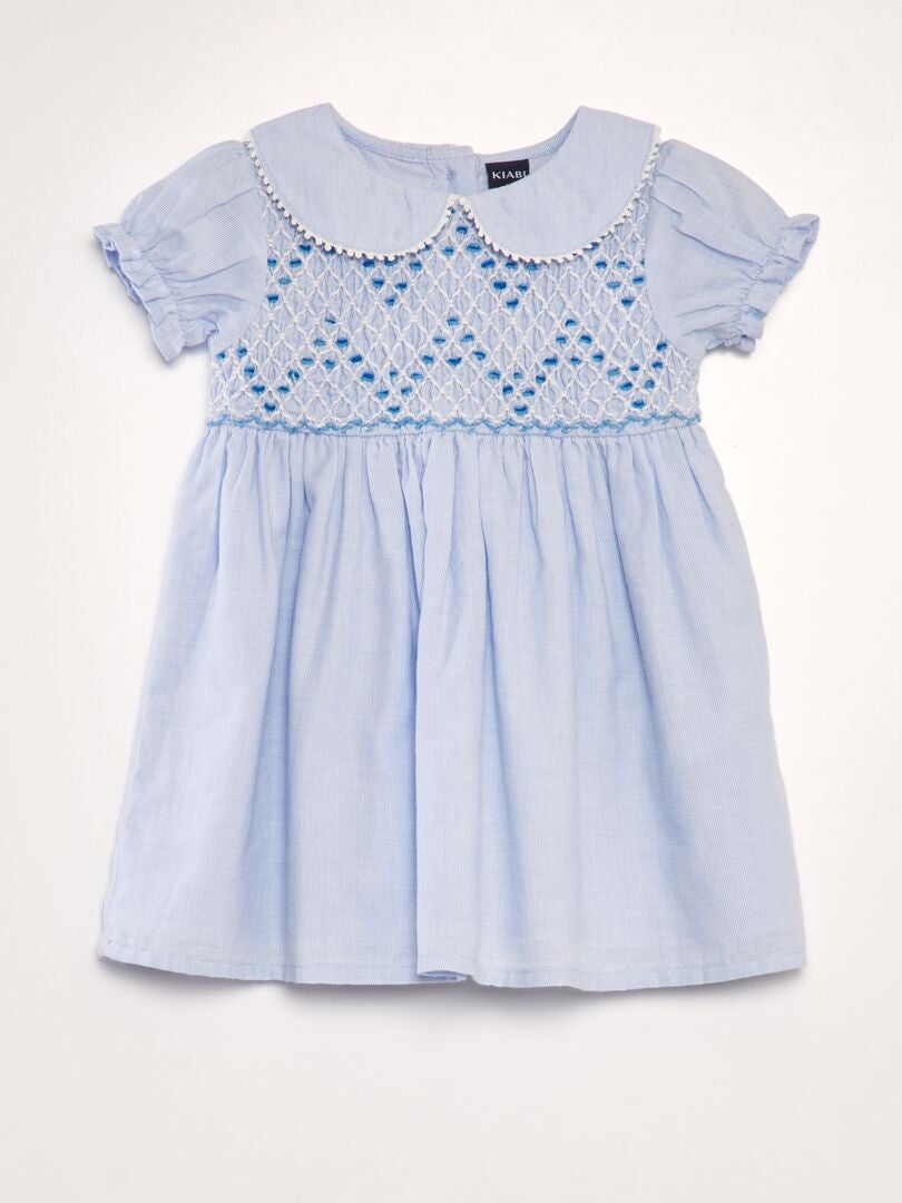 Jurk met Claudine-kraag - BLAUW