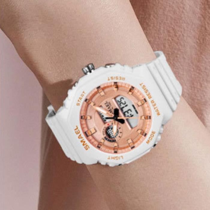 Reloj cronógrafo digital LED SHARPHY para niñas con pantalla blanca, reloj multifuncional de moda para estudiantes y deportistas.
