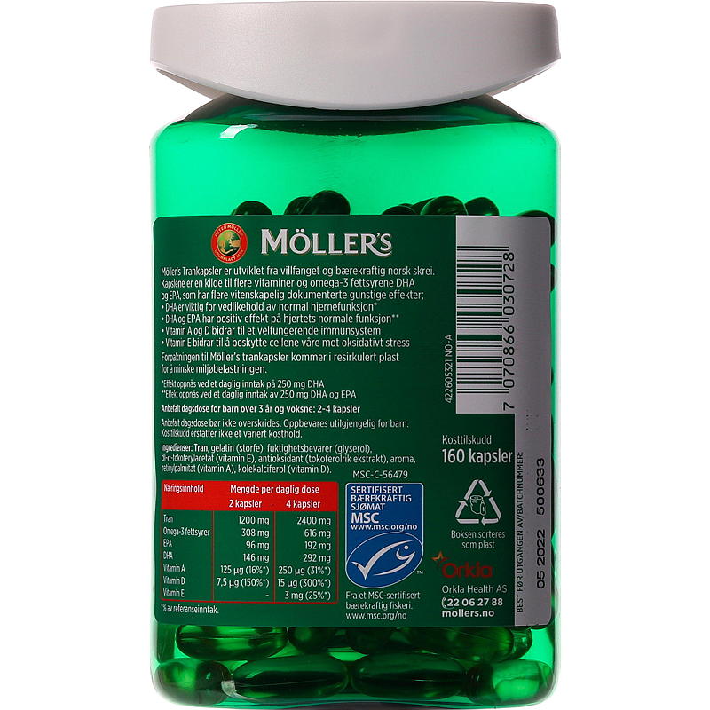 Möller's Möller's torskelevertrankapsler Omega-3 160 stk.