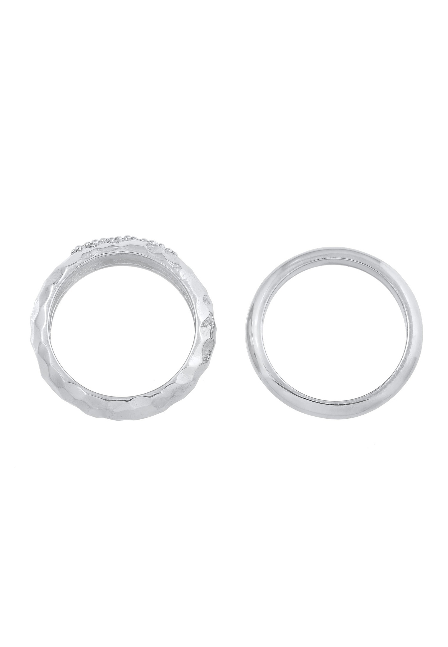 Elli PREMIUM Femmes Bande Set de 2 Martelé avec Topaze en Argent Sterling 925 Rhodié