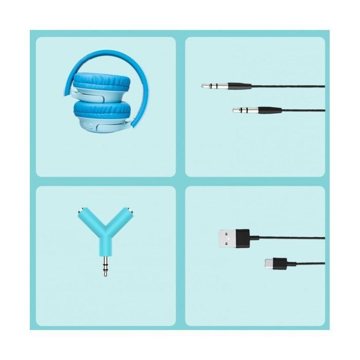 Casque Audio Enfant - PowerLocus - Bluetooth - Volume Limité 74-85-94dB - 45 Heures - Lumières LED Colorées