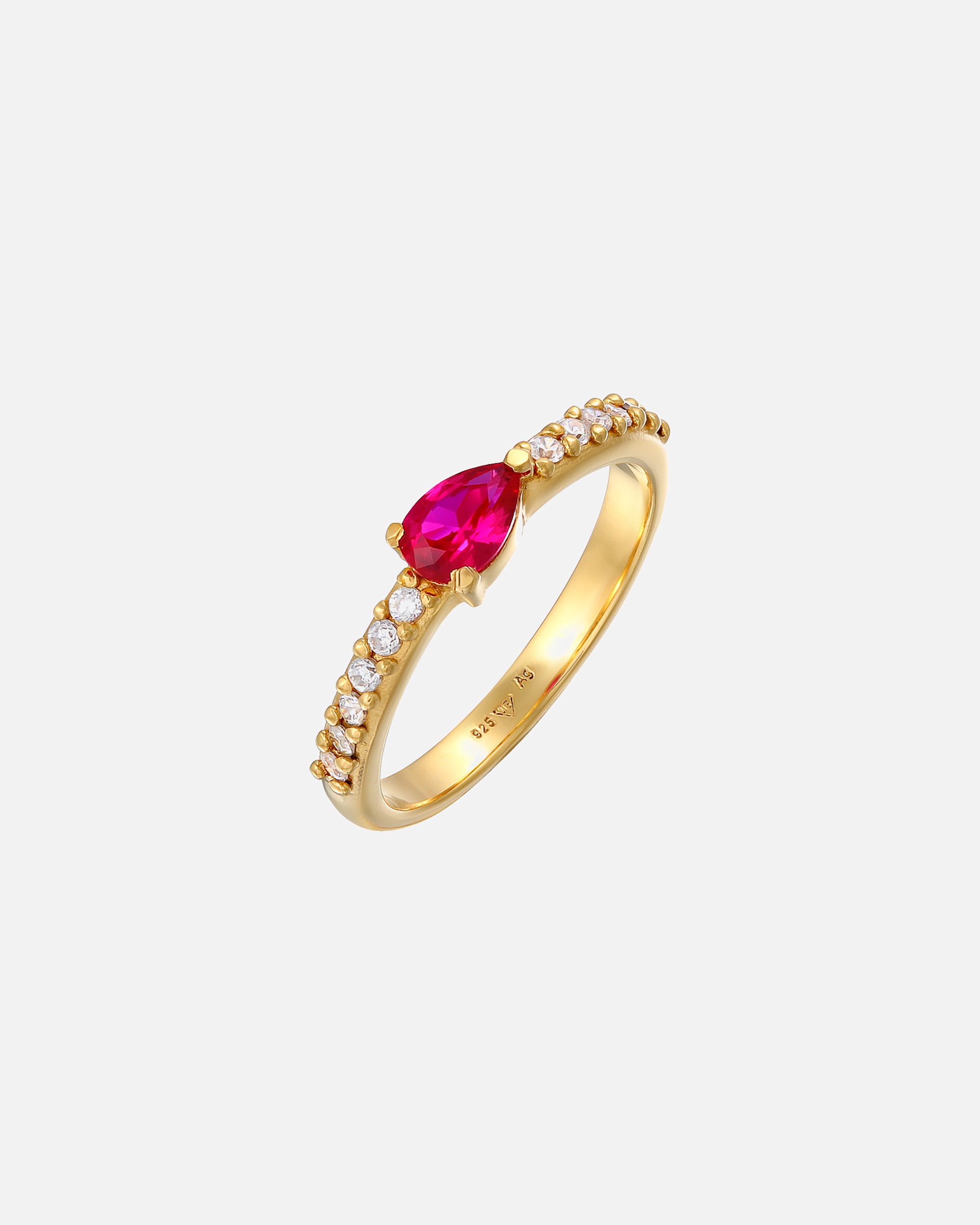 Elli Femmes forme goutte élégante avec rubis synth. et cristaux de zirconium en argent sterling 925 plaqué or