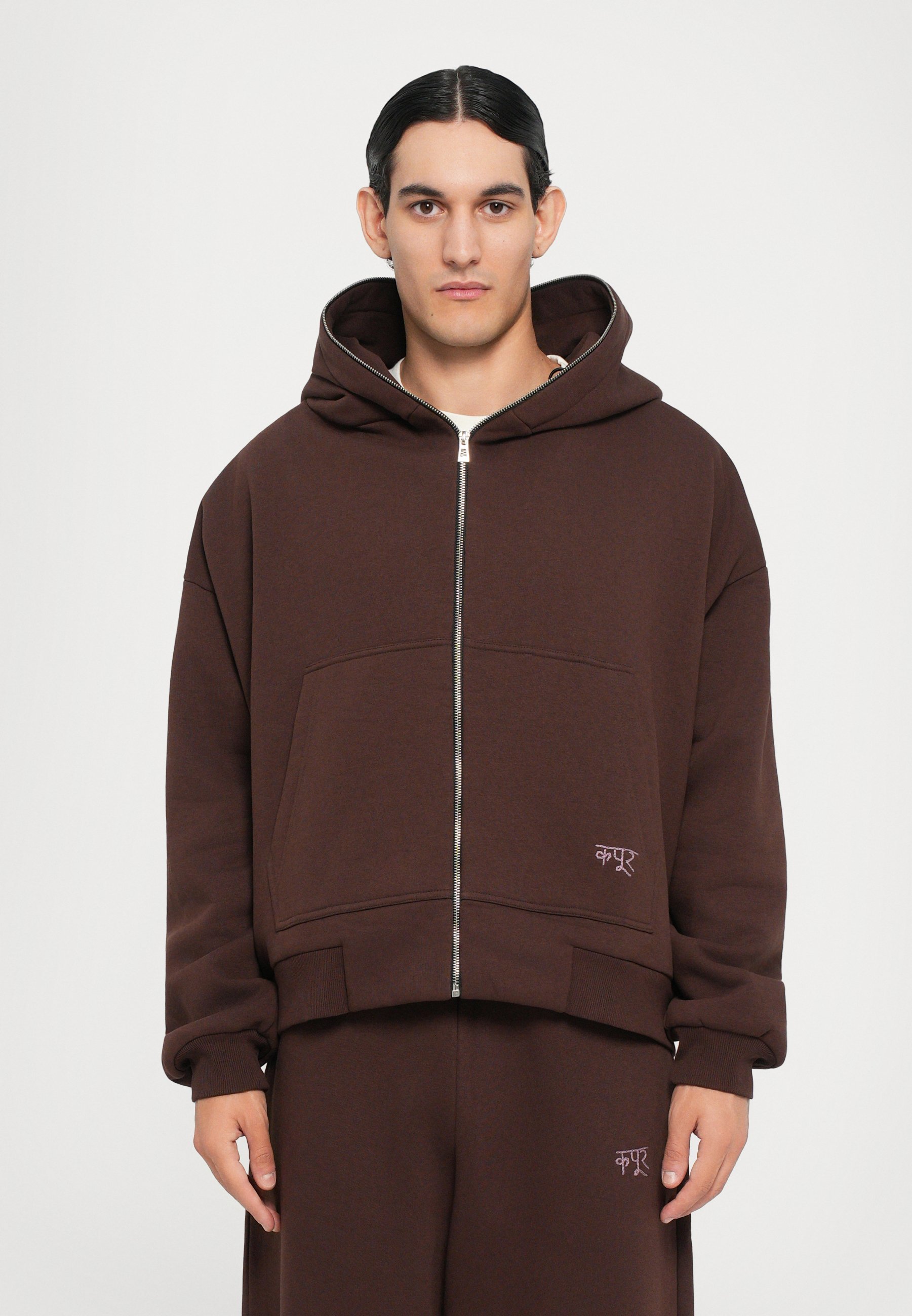 Dhruv Kapoor BRUSHED HOODIE - Sweatshirt mit Reißverschluss - braun
