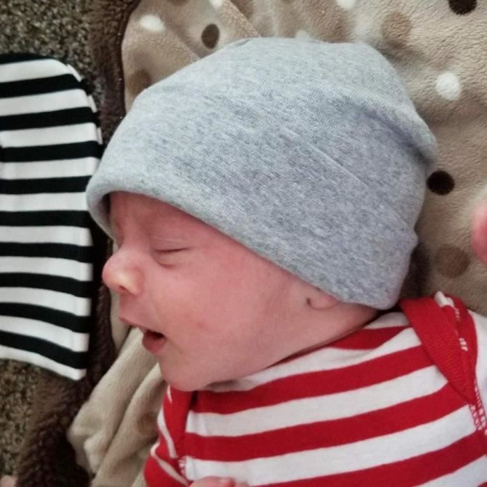 Gorros de bebé - Suaves y bonitos, tejidos a mano - Gorro para recién nacido y niño pequeño - Negro - Algodón - Niño