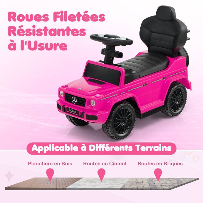 Cochecito infantil DREAMADE Mercedes Benz con licencia oficial, para bebés de 12 a 36 meses, con manillar, capota ajustable, color rosa.