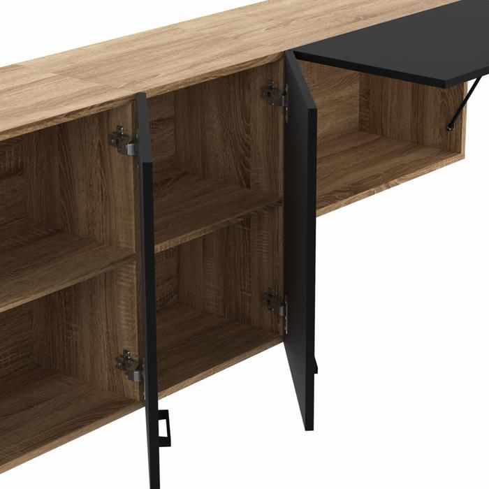 IDMARKET Cuisine complète 180 cm SUBTIL avec plan de travail 5 éléments bois et noir