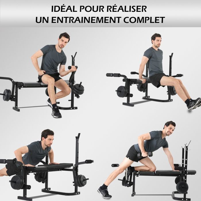 Novonova  Banc de musculation  Support pour haltères  Construction en acier  Usage intensif  150 kg max