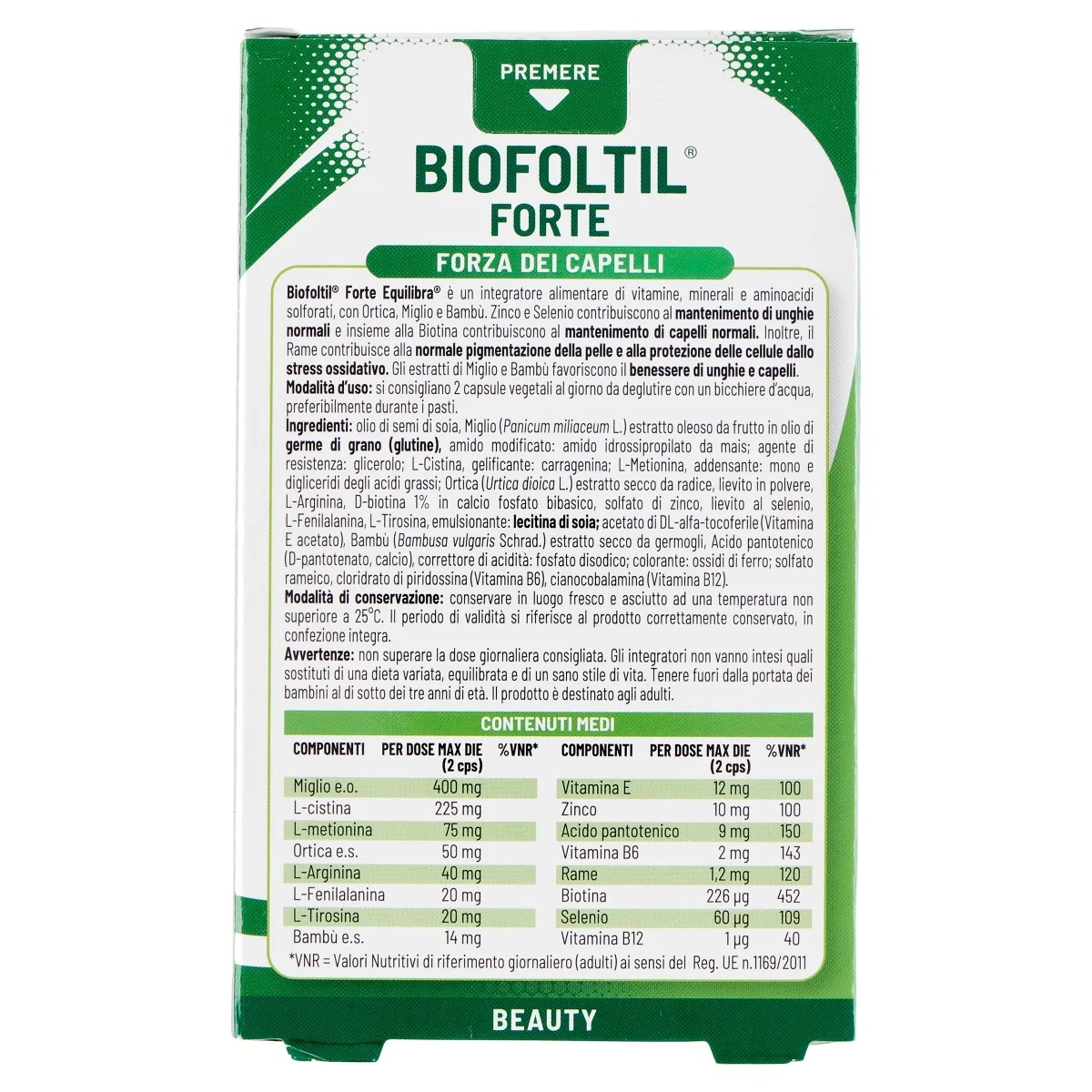 EQUILIBRA Equilibra Biofoltil Forte 32 φυτικές πέρλες Συμπλήρωμα διατροφής για την ενδυνάμωση των μαλλιών