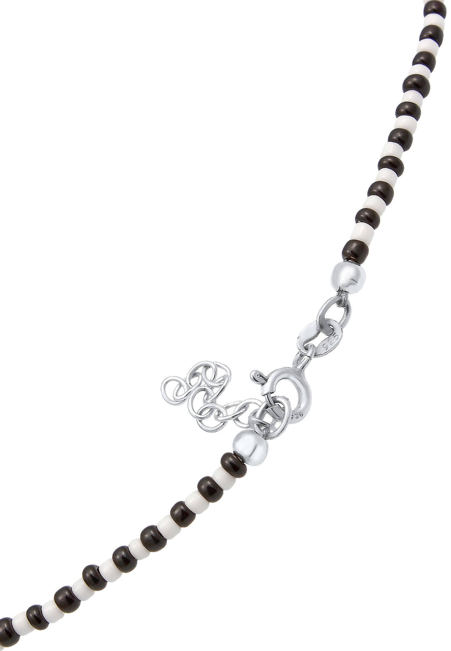 Elli Base Boules de Verre Noir Blanc Perles de Culture d'Eau Douce Femme (925/1000) Argent