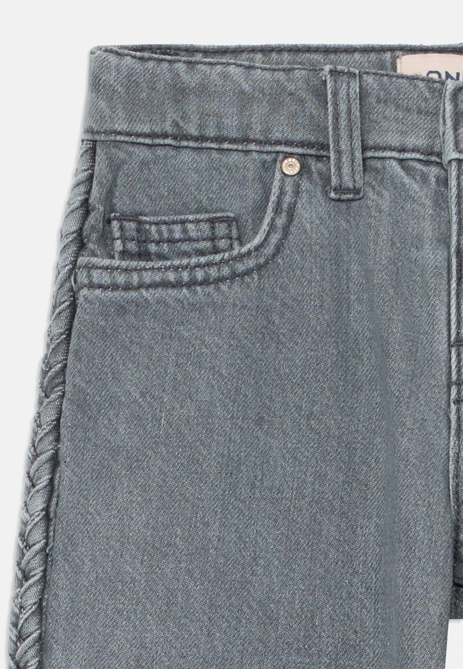 ONLY MINI KMGLUMI BRAID STRAIGHT LEG - Rechte jeans - middengrijs denim