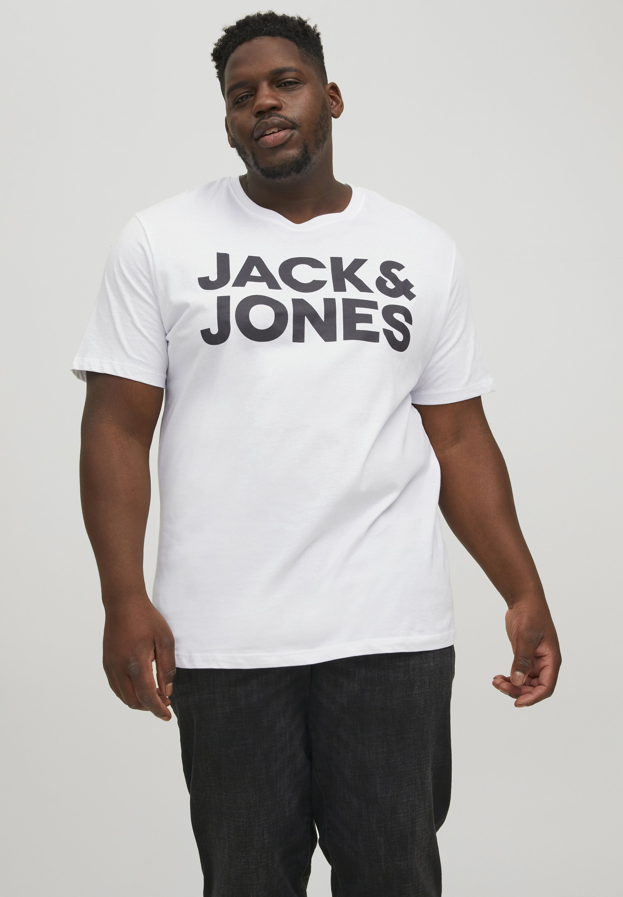 T-shirt à col rond Jack & Jones avec logo JJECORP - Imprimé blanc, gros caractères/noir