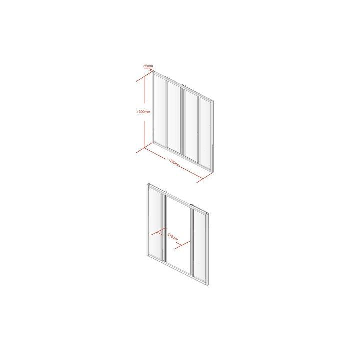Mampara de cristal corredera de aluminio con recubrimiento de polvo natural claro, 120x130 cm - RAVENA