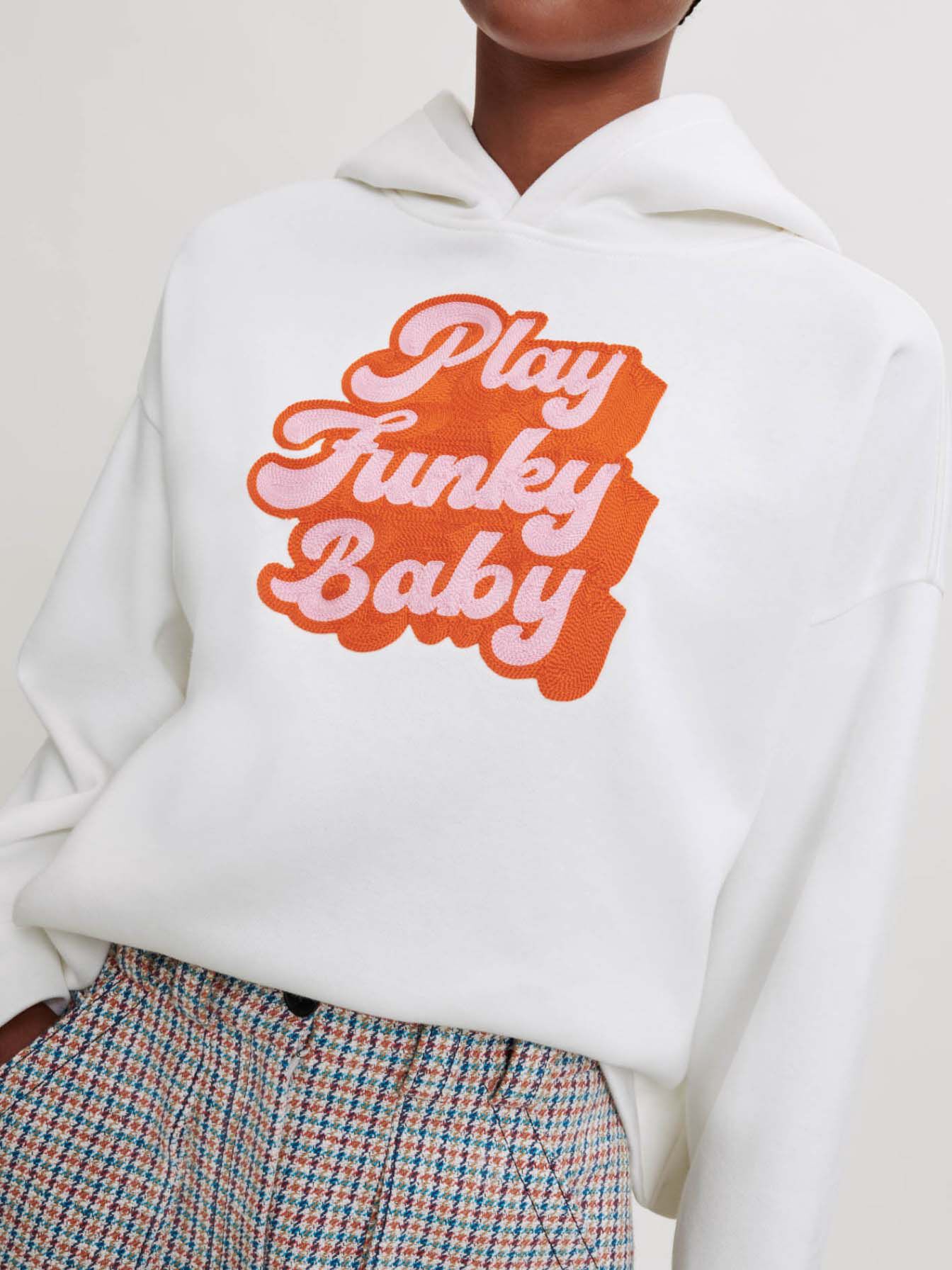Sweatshirt met borduursels uit de jaren 70 - Wit