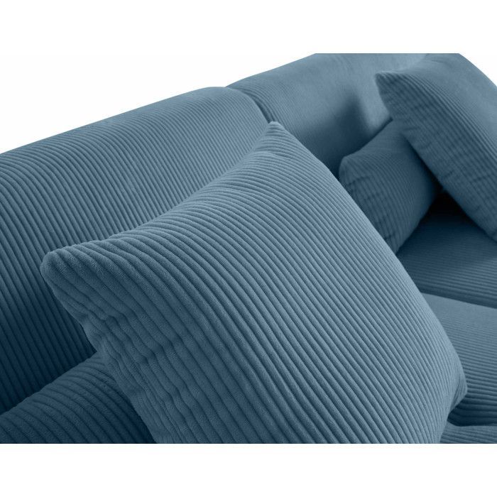 Onyx - Sofá modular de canto direito - 5 lugares - em veludo cotelê - Azul