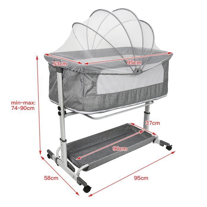 Cuna plegable 2 en 1 para bebé - Marca - Gris 113*66*84cm - Cuna de viaje