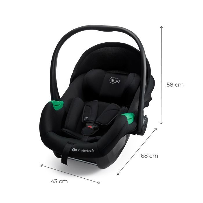 Seggiolino auto Kinderkraft MINK PRO 2 I-SIZE 40-87 cm i-Size ultraleggero ERGO PAD capottina regolabile Sistema da viaggio nero