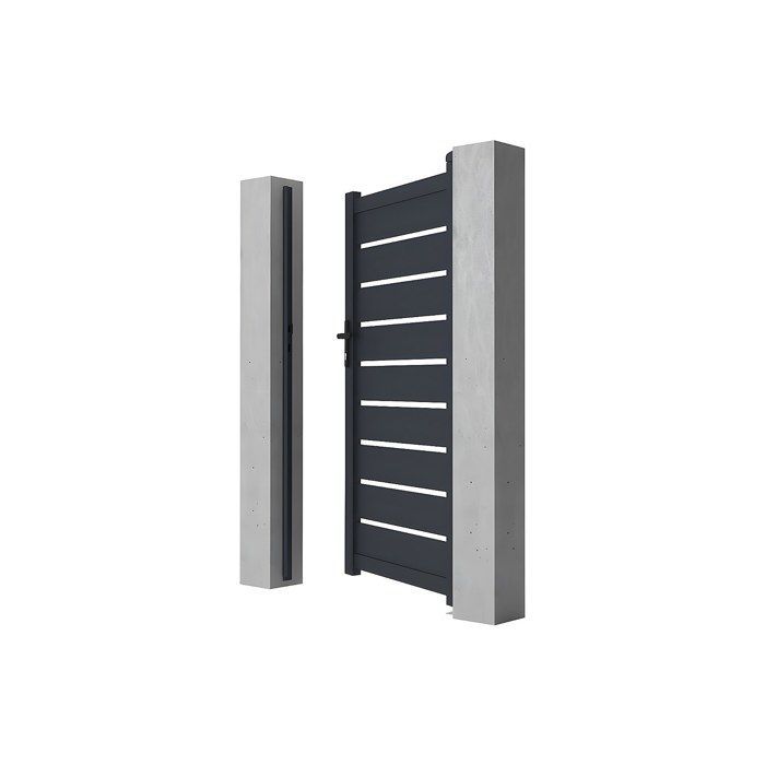 Puerta batiente de aluminio, diseño calado, 103 x 180 cm, color antracita - PRIMO