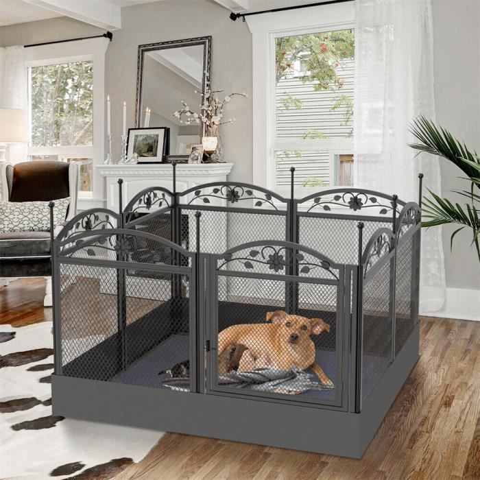 Parc pour Chien Intérieur Enclos Chien Extérieur en Métal Parc à Chiot Pliable - 126x126x80cm