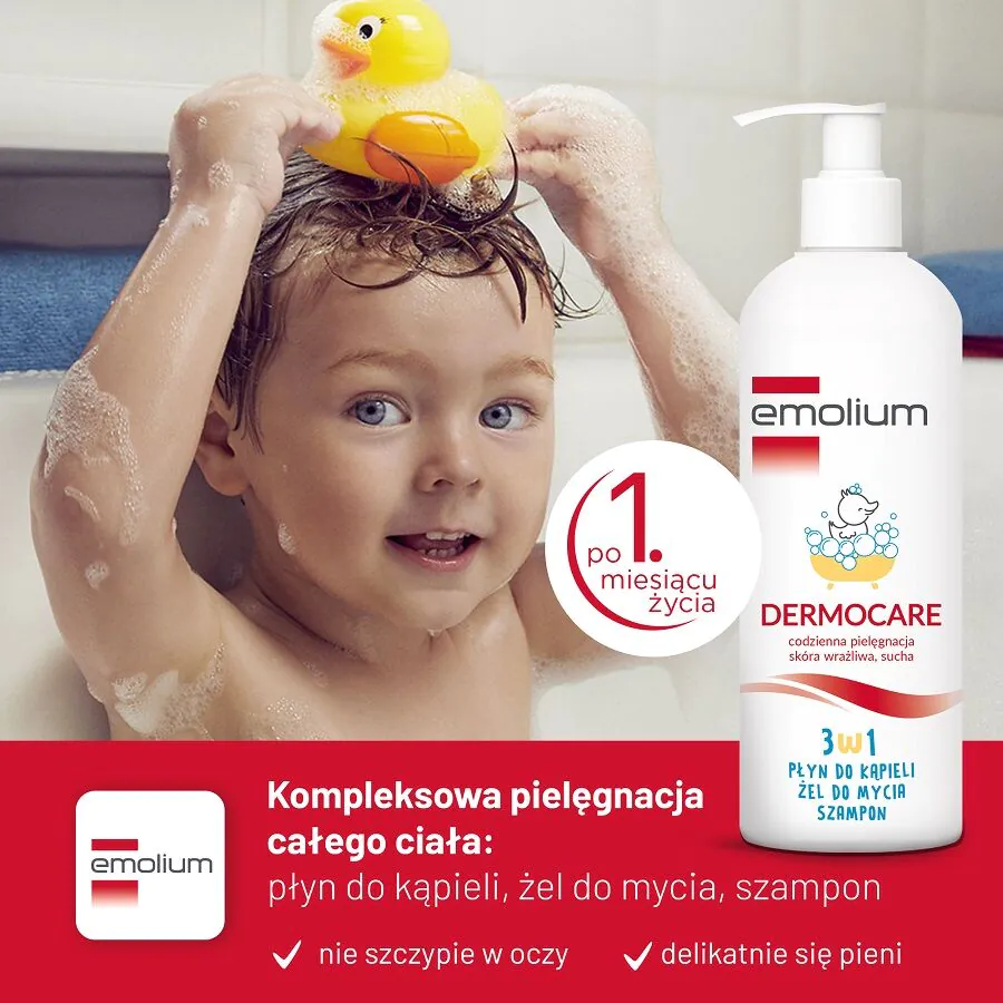 Emolium Dermocare 3w1 płyn do kąpieli, żel do mycia, szampon 400ml