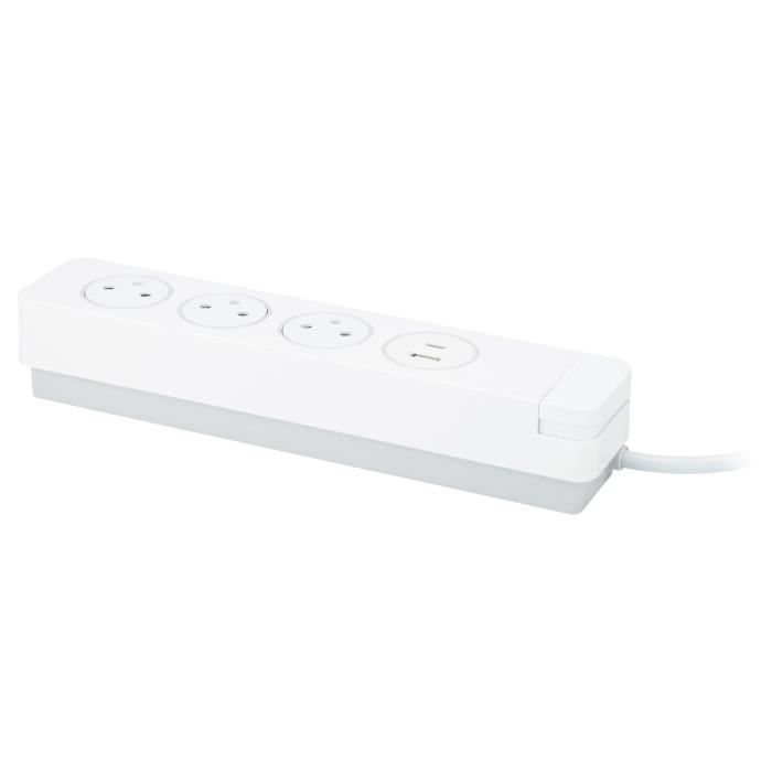 Bloco de tomadas OTIO Mantea com 3 tomadas Easyeject + 2 USB - 1,5 m - Branco