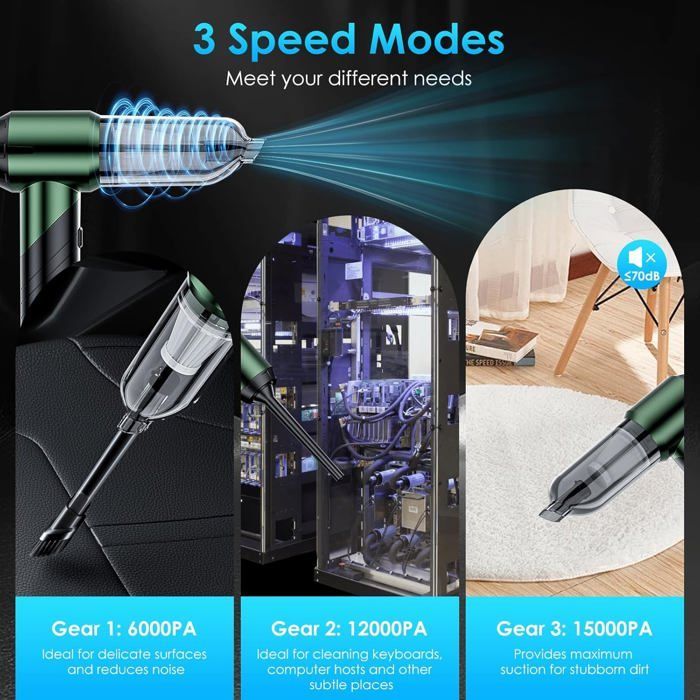 Portable Handheld Vacuum Cleaner, 15000Pa Powerful Cordless Car Vacuum Cleaner, Mini Foldable Handheld Vacuum Cleaner, 6000mAh Rechargeable