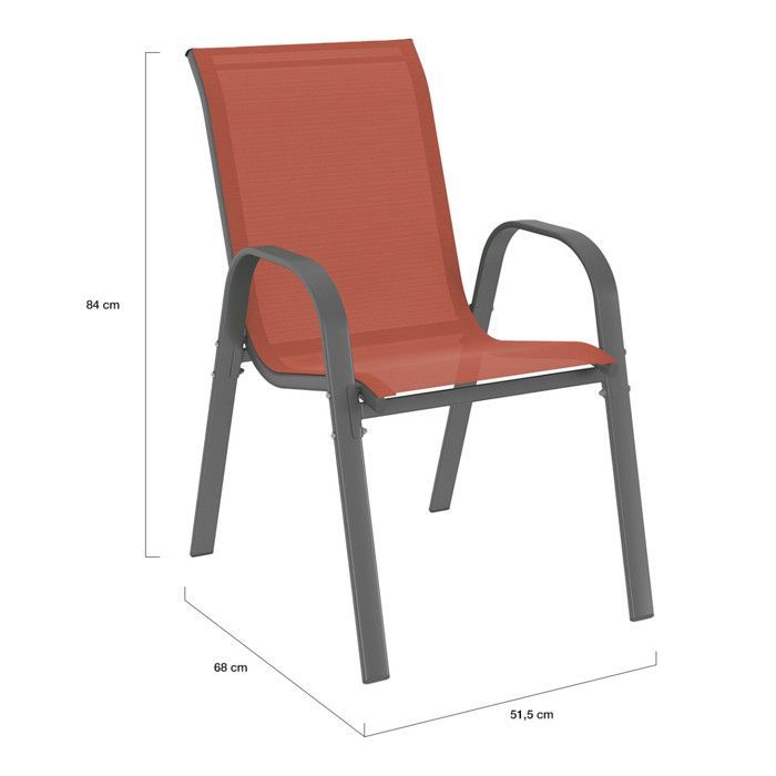 Conjunto de muebles de jardín IDMARKET MADRID: mesa de 150 cm y 6 sillas apilables de terracota.