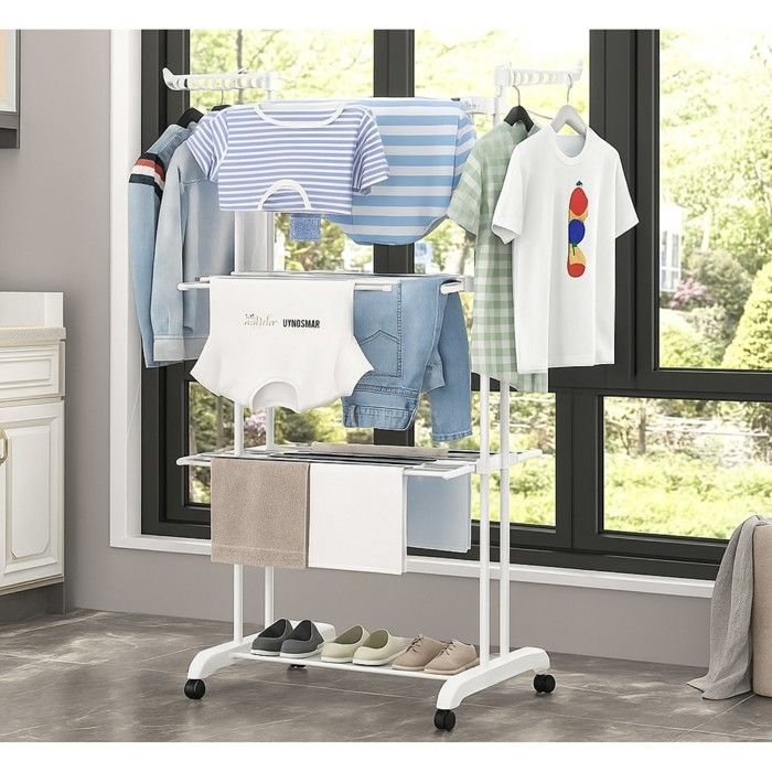 Tendederos para ropa - Promoción de lavandería - Plástico - 120x170 cm - Blanco