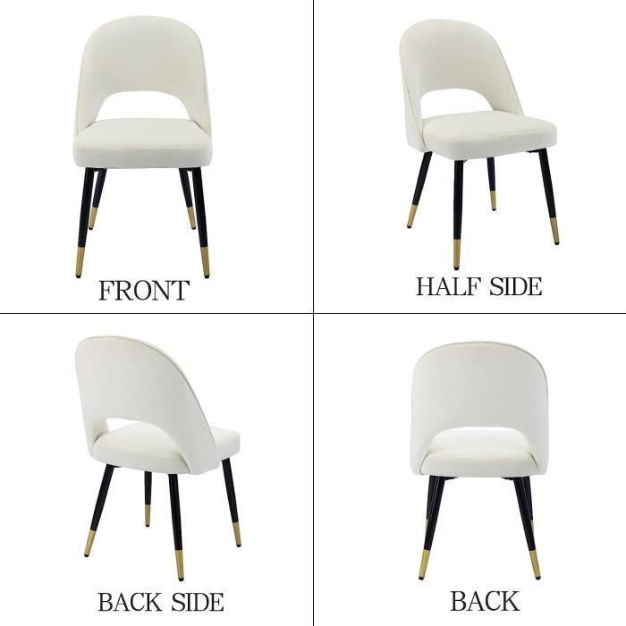 Wahson Set van 2 moderne fluwelen eetkamerstoelen met metalen poten, gestoffeerd, voor keuken en restaurant, beige