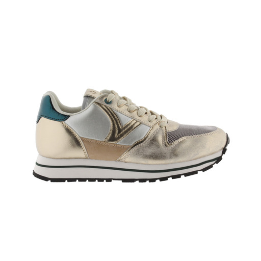 Zapatillas Victoria Cometa Multimaterial Con Piezas Metalizadas Y Cordones En Contraste