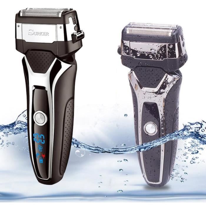 Barbeador elétrico masculino para barba seca e molhada