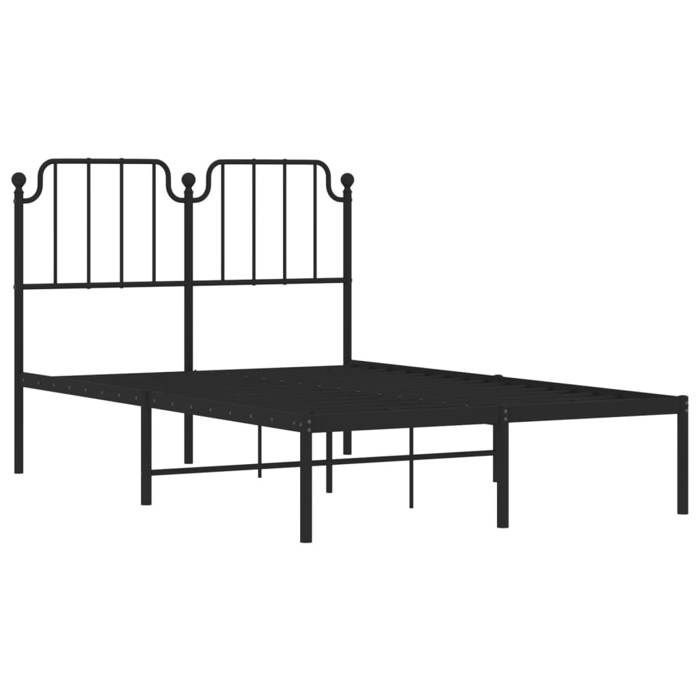 Metal bed frame - UU - Black headboard - 120x190 cm - Steel - Storage space - Metal slats