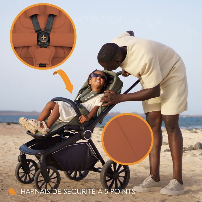 LIONELO Mika Plus 2-in-1 Travel System - Birth up to 22kg - Duo Stroller Pack, Carrycot and Accessories - Terracotta