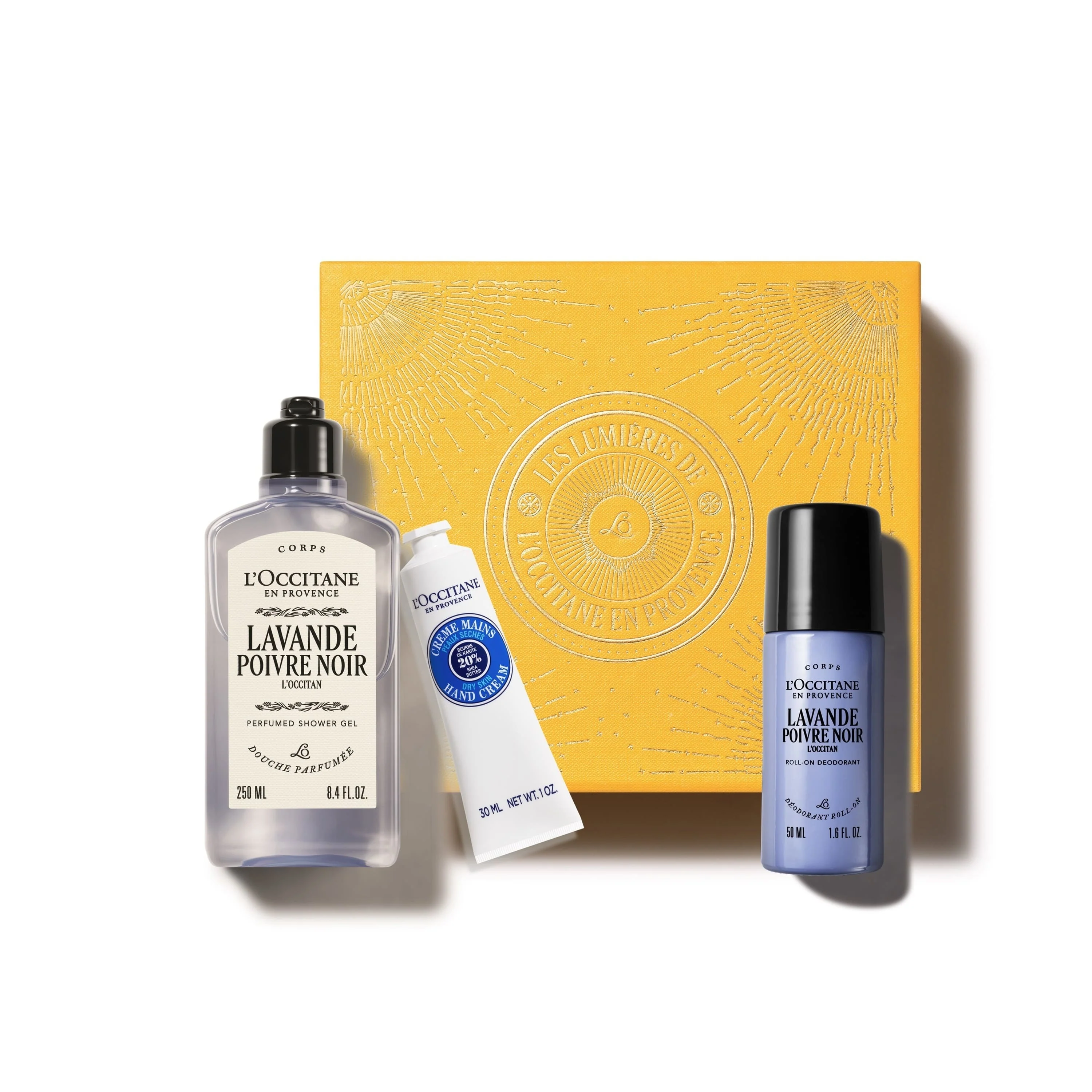 Cofanetti Kit Lavande Poivre Noir Xmas 25 - Cofanetti Viso e Corpo, Trattamento Mani, Bagno e Doccia, Deodorante Roll-on