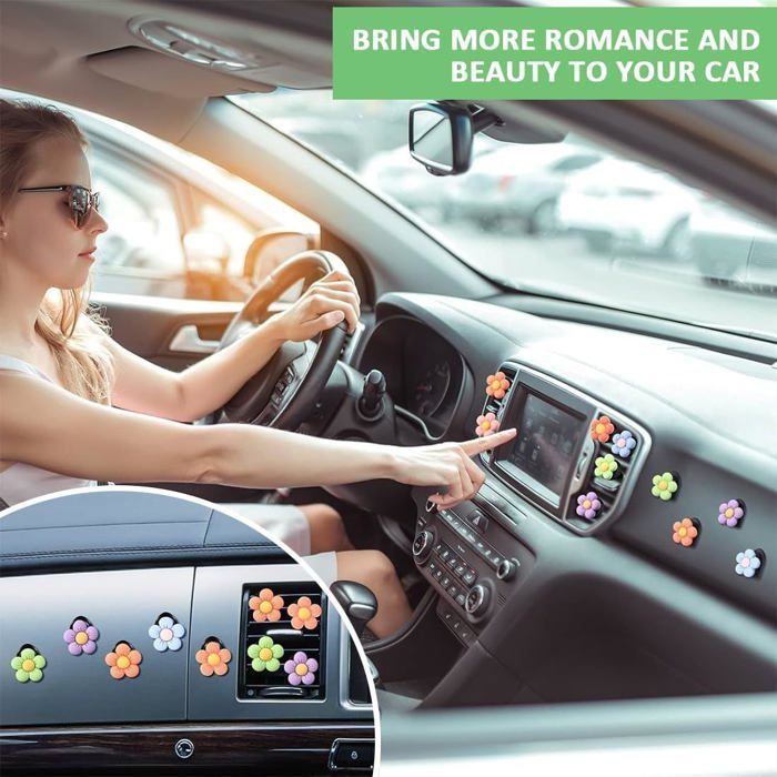 10 ambientadores para coche con forma de margarita - Accesorios para coche - Accesorios de decoración para coche para mujeres