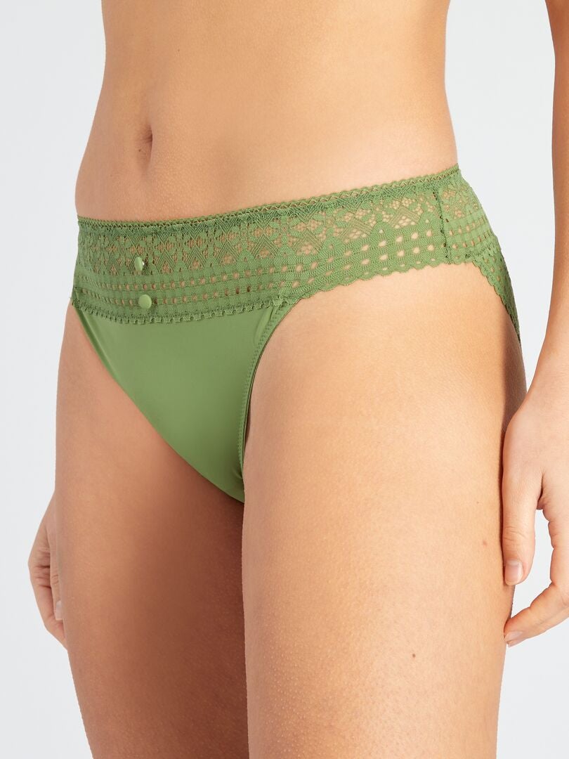 Calcinha de renda e microfibra - VERDE