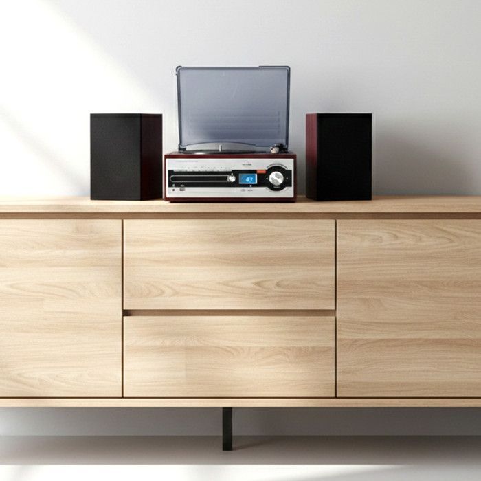 Sistema HiFi Inovalley CH14E con giradischi da 80 W, lettore CD, Bluetooth, radio FM e USB + telecomando.