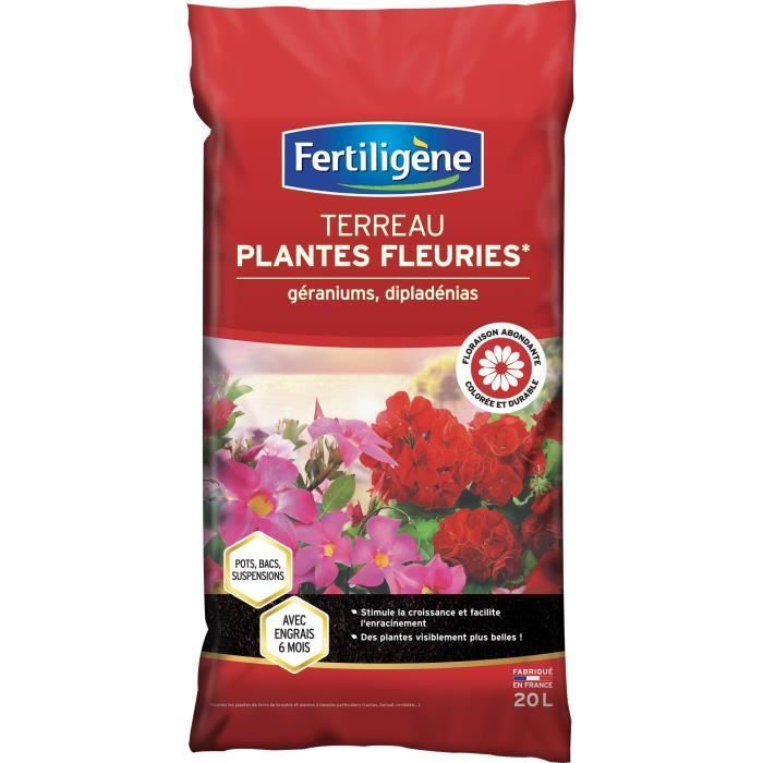 FERTILIGENE - Sustrato para plantas con flores, geranios y dipladenias 20 l