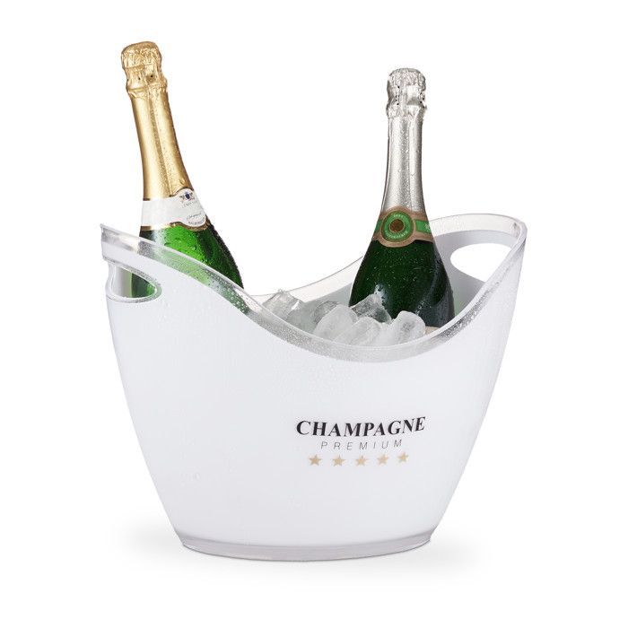 Cubitera Relaxdays, para champán premium, capacidad de 6 litros, para enfriar bebidas, 25,5 x 34,5 x 26 cm (alto x ancho x profundidad), color blanco.