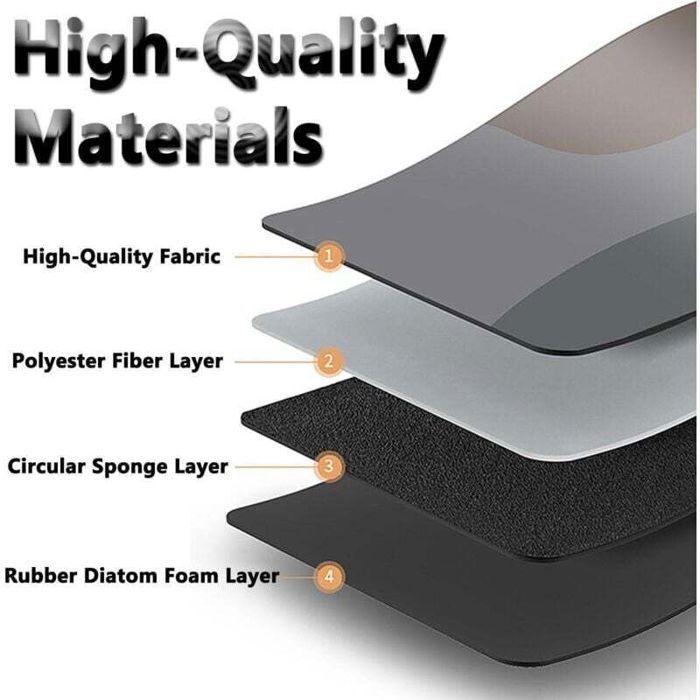 Diatomite bath mat - PZCC - Absorbent - Non-slip - 50x80 cm - Black - Quick-drying - Easy to clean
