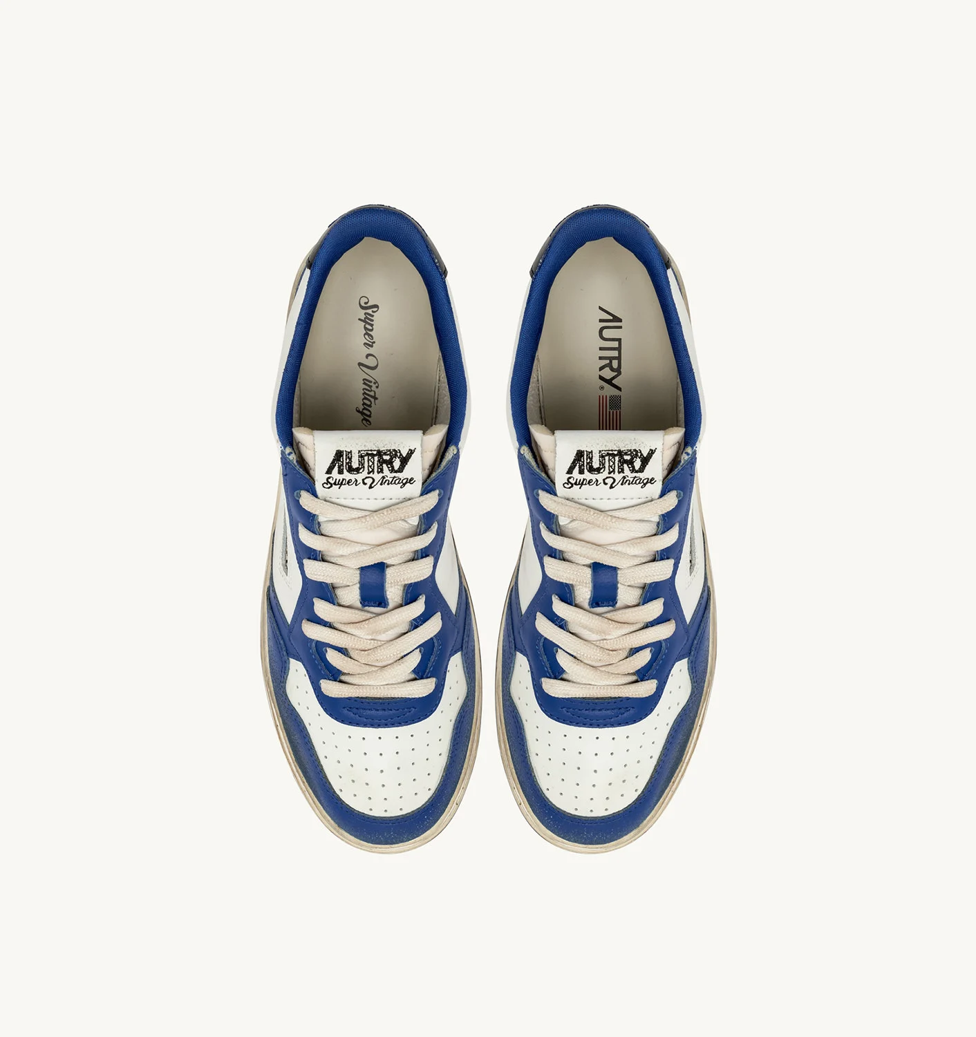 Adidași vintage Medalist Low din piele albă, albastră și neagră