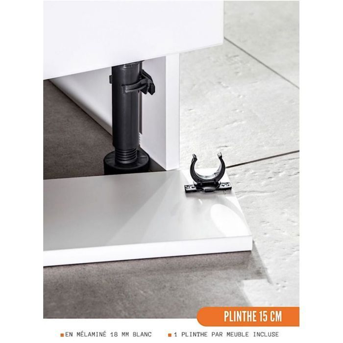 Mobile base angolare Bellissi bianco con 1 anta, L 110 cm - Cuisineandcie