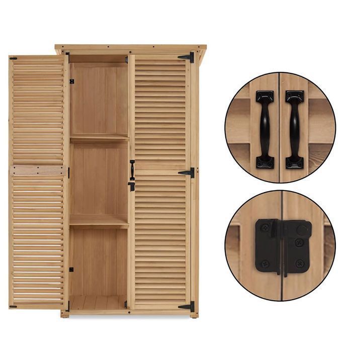 Abri de jardin bois Divit GH9 meuble de balcon extérieur verrouillable 115 cm