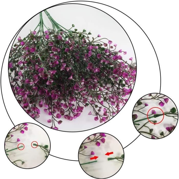 Arbustos de flores artificiales - BIGILANTUH - Juego de 4 - 40 cm - Plástico ecológico - Morado