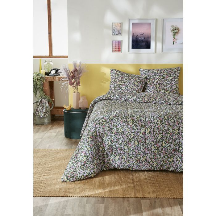 Printed duvet cover 260 x 240 cm + 2 pillowcases 60 x 60 cm - Myosotis printed cotton