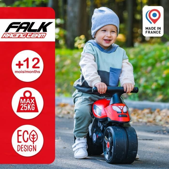 Bicicleta de equilibrio Baby Moto Falk Racing Team - Ruedas anchas - Roja - 40 % plástico reciclado - FALK