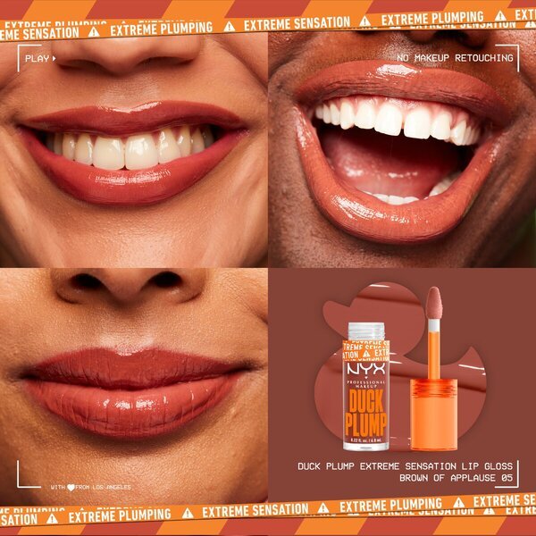 NYX Professional Makeup 05 Brown Of Applause Duck Plump Extreme Sensation lūpų blizgis 6,8 ml