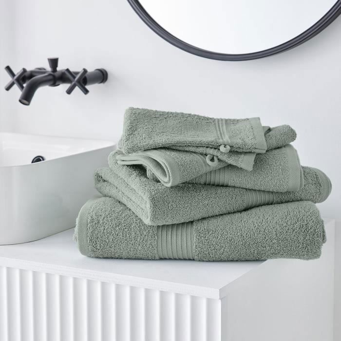 TODAY Essential - Pack de 10 toallas de baño de 50x90 cm, 100% algodón, color celadón.